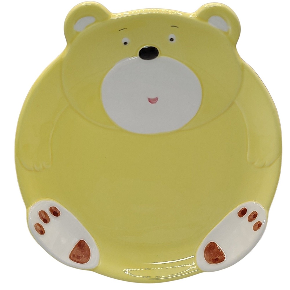 Harold Import Company Bear Plate Hand Painted‎ Childs Yellow Made In Japan 1986